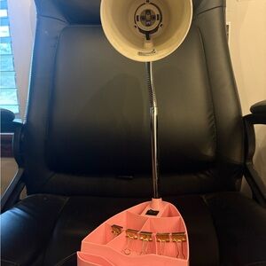 Pink Desk Organizer with Lamp